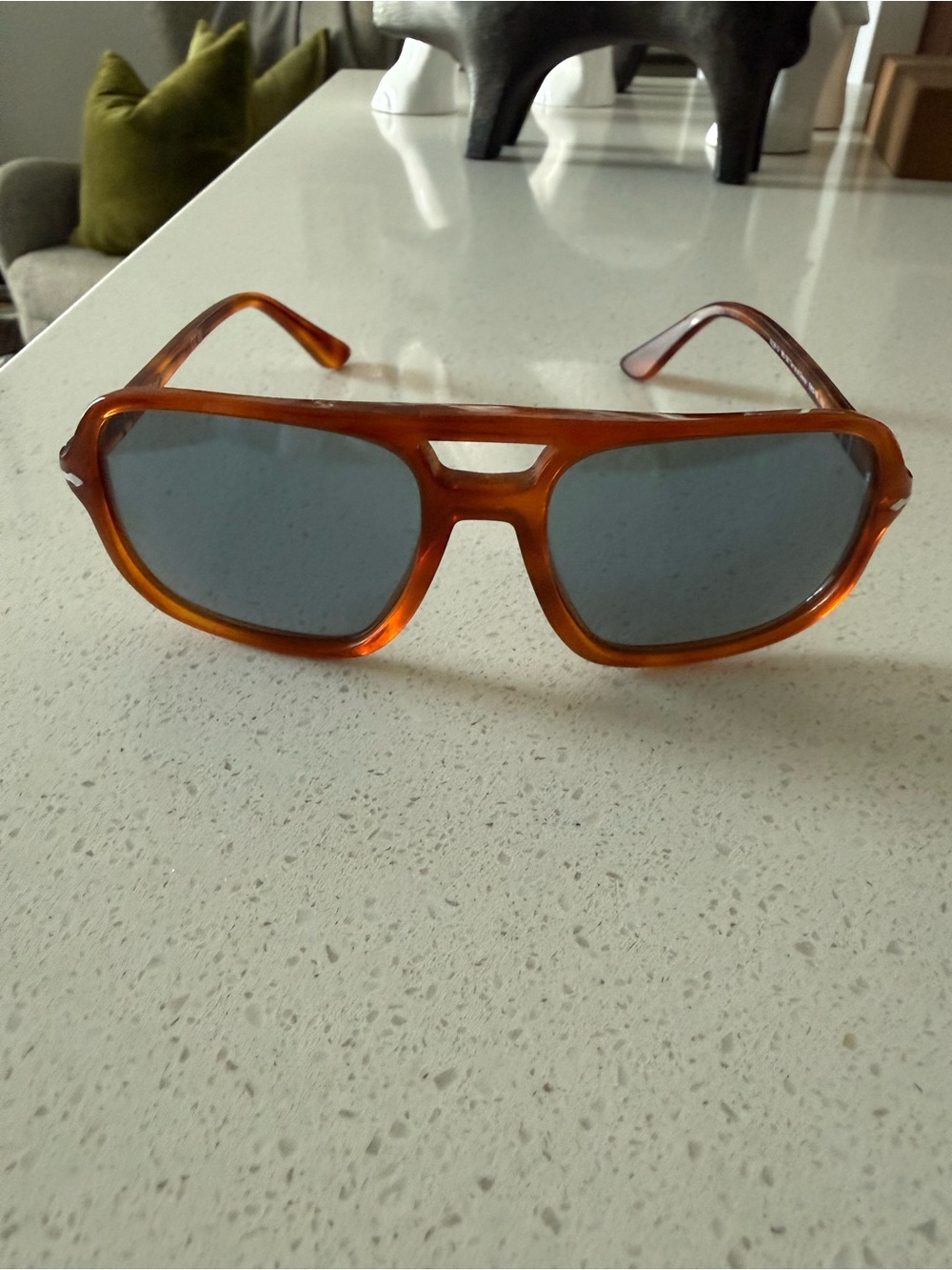Persol Amber/Tortoiseshell Frame Sunglasses with Gray Lenses